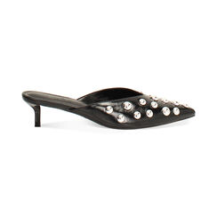 Sabot noir brillant avec clous et talon de 4,2 cm, Primadonna, 264931101SBNERO035, 001 preview