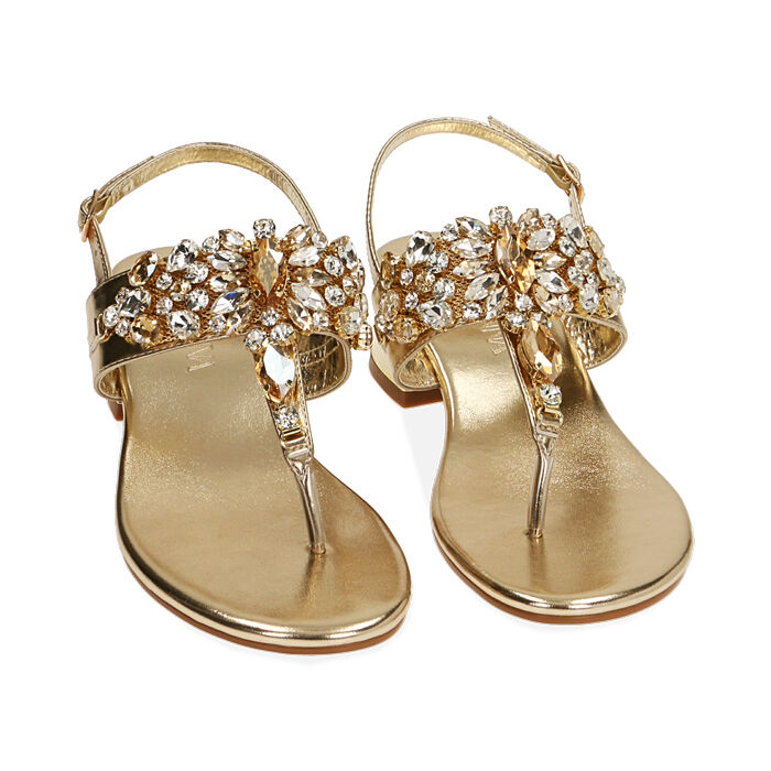 Sandali donna infradito oro laminato tacco 3 5 cm Primadonna Collection