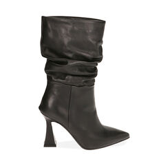 Ankle boots neri in pelle, tacco 8,5 cm , Primadonna, 20A555027PENERO037, 001a