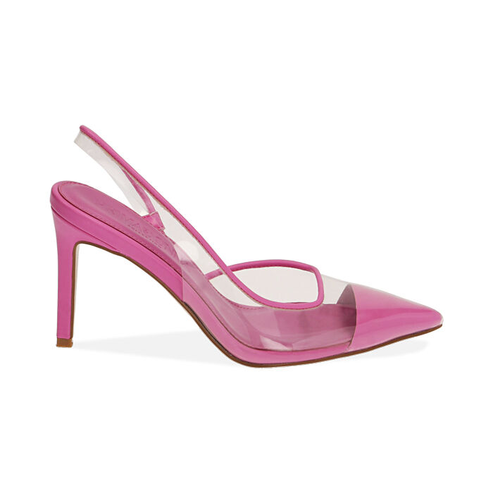 Slingback donna fucsia in pvc, tacco 9 cm | Primadonna Collection