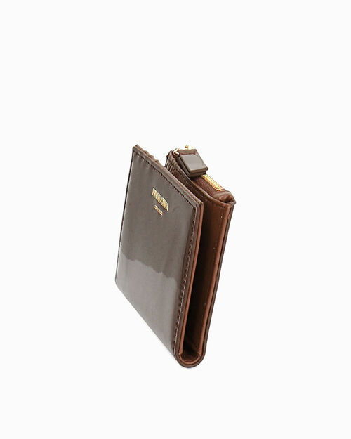 Portafoglio marrone con chiusura elegante, BROWN