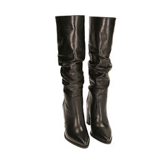 Stivali neri in pelle, tacco 9 cm , Primadonna, 20L601650PENERO036, 002a