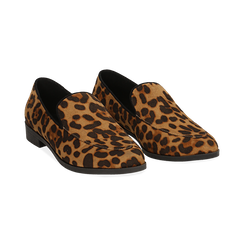 Mocassini a punta leopard in microfibra, 