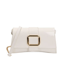 Borsa a spalla bianca in vernice, Primadonna, 215124657VEBIANUNI, 001a