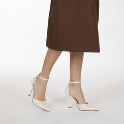 Escarpin ouvert en cuir blanc cass&eacute; talon 9,5 cm, Chaussures, 274912967VEPANN036, 002 preview