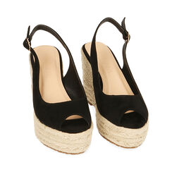 Sandali neri in microfibra, zeppa 10,5 cm, Primadonna, 214981980MFNERO035, 002 preview