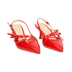 Décolleté slingback donna rosse con cinturini, tacco 6 cm, Primadonna, 252118220VEROSS035, 003 preview