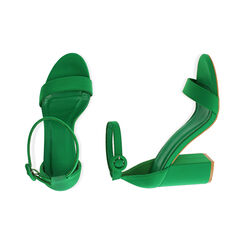 Sandales en lycra vert, talon 9 cm , Fin de Collection, 192783414LYVERD036, 003 preview