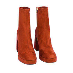 Ankle boots platform arancio in microfibra, tacco 9,5 cm , Primadonna, 204900808MFARAN036, 002a