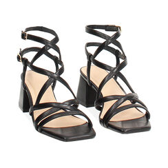 Sandali neri tacco 5,5 cm, Primadonna, 274941747EPNERO035, 003 preview
