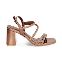 Sandalo donna rame da sera, tacco largo 7,5 cm, Primadonna, 254946303LPRAME035, 001 preview