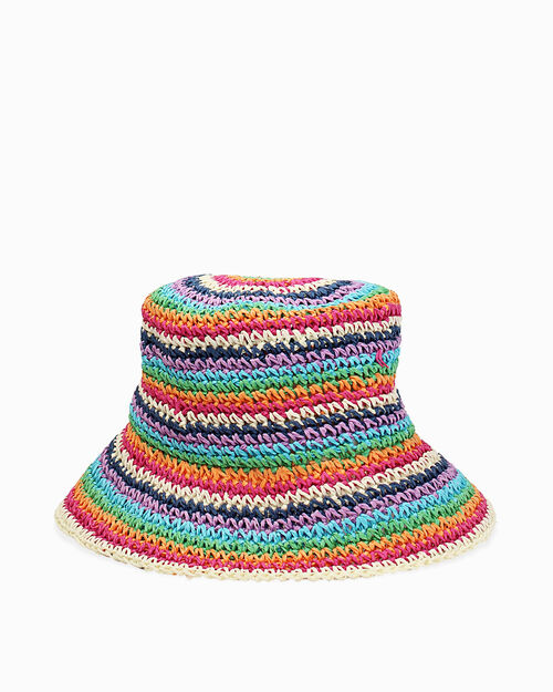 Cappello donna multicolor in raffia, 