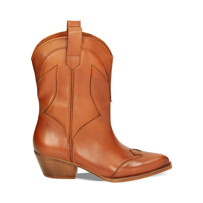 Bottines cognac en cuir, Primadonna, 23N550038PECOGN035