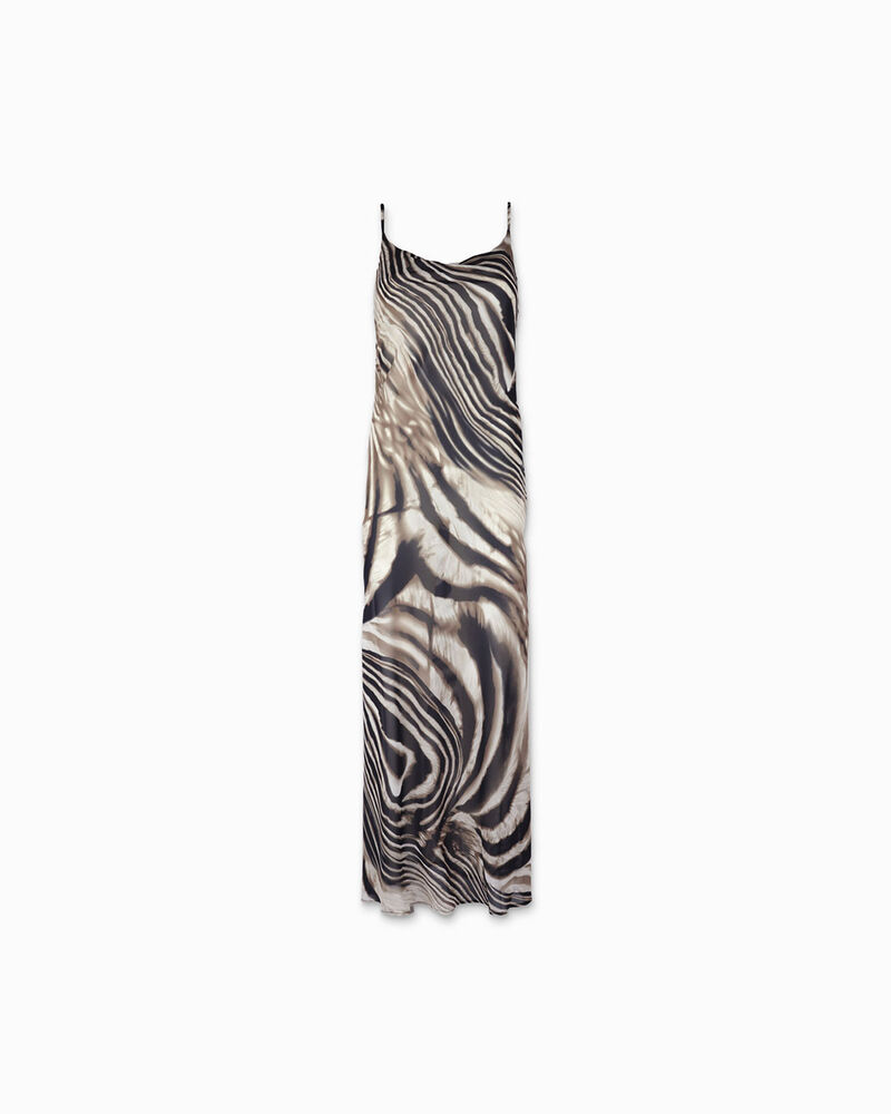 Vestito donna nero beige in tessuto image number null