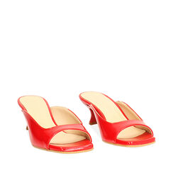 Mules rosse in naplak, tacco 5 cm, Primadonna, 23M877100NPROSS036, 002a
