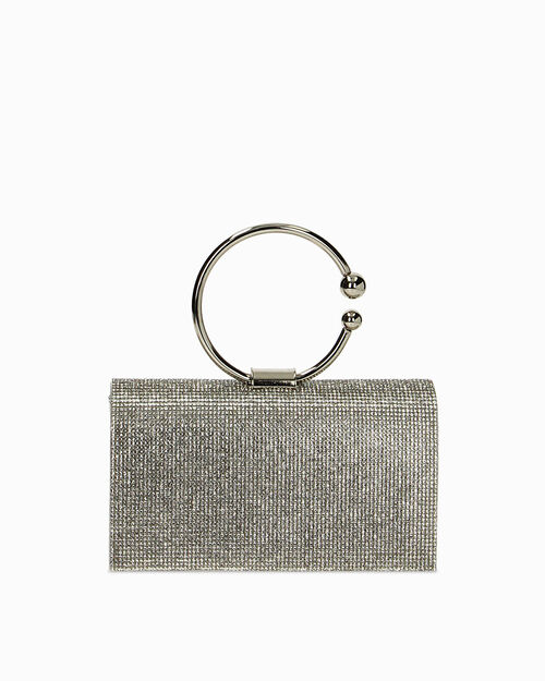 Mini sac argent&eacute; avec pierres et bandouli&egrave;re, SILVER