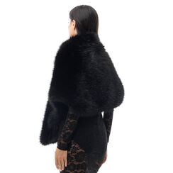 Poncho noir en fourrure, 24B400904FUNEROUNI, 002a