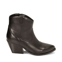 CALZATURA TRONCHETTO TEXANO PELLE NERO, Primadonna, 22B805006PENERO036, 001a