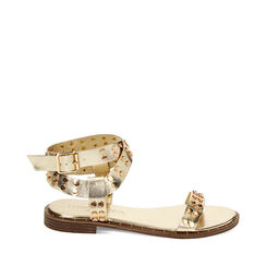 Sandali bassi oro in laminato, con borchie, Primadonna, 234922831LMOROG037, 001a
