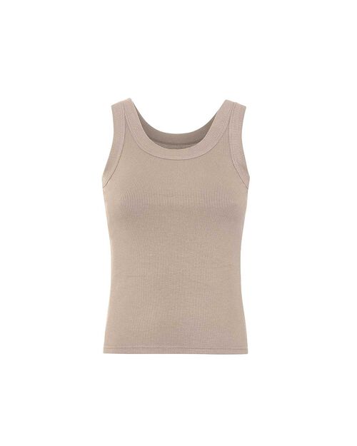 Canotta beige con dettagli chic, BEIGE
