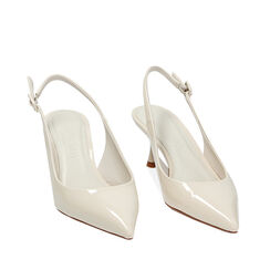 D&eacute;collet&eacute; slingback panna in vernice, tacco 6 cm, Primadonna, 232118215VEPANN036, 002a