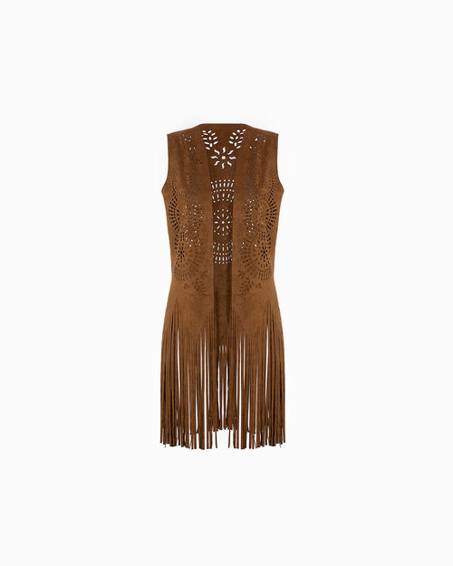 Chaleco cognac elegante con detalles refinados, COGNAC