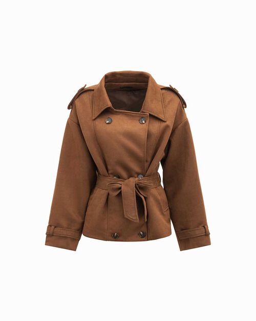 Trench marron en microfibre pour femme, BROWN