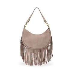 Mini bag taupe in camoscio con frange, Primadonna, 260804328CMTAUPUNI, 004 preview