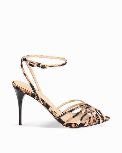 CHAUSSURES POUR FEMMES SANDALE SATIN LEO, LEOPARD
