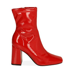 Ankle boots rossi in naplack, tacco 8,5 cm , Primadonna, 204910805NPROSS036, 001a