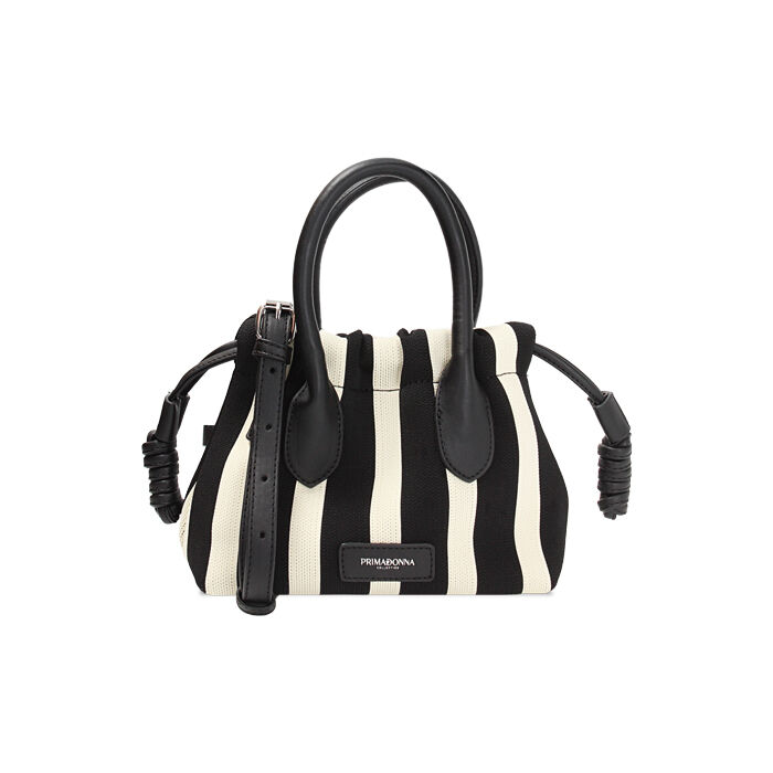 Mini bag donna nera e panna in canvas, Primadonna, 25F511706CANEPAUNI
