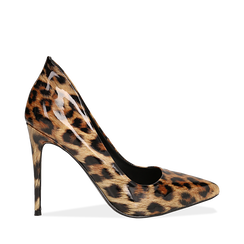 D&eacute;collet&eacute; leopard in vernice, tacco stiletto 10,50 cm , Scarpe, 142182592VELEOP036, 001a