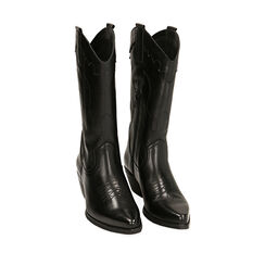 Stivali texani neri in pelle, Primadonna, 23B810812PENERO036, 002a
