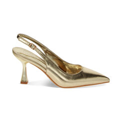 Décolleté slingback oro laminate, tacco 8 cm, Ultime occasioni, 234934803LMOROG035, 001 preview
