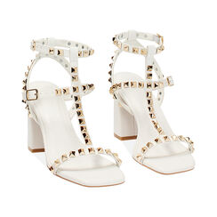 Sandale à talon femme blanc avec clous, Primadonna, 254906537EPBIAN035, 003 preview