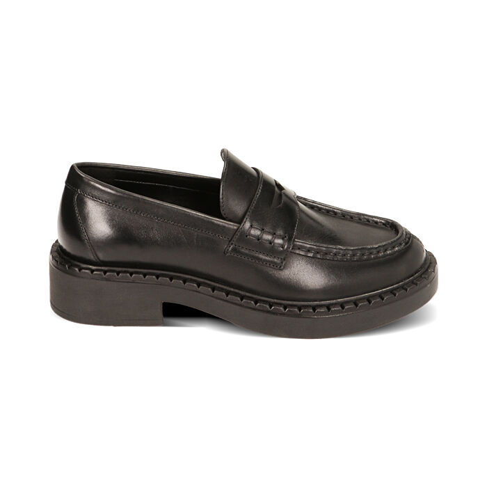 Mocassini platform neri in pelle, Primadonna, 22B811207PENERO035