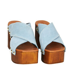 Sandali celesti in camoscio, tacco 9 cm, Ultime occasioni, 214387855CMCELE038, 002a