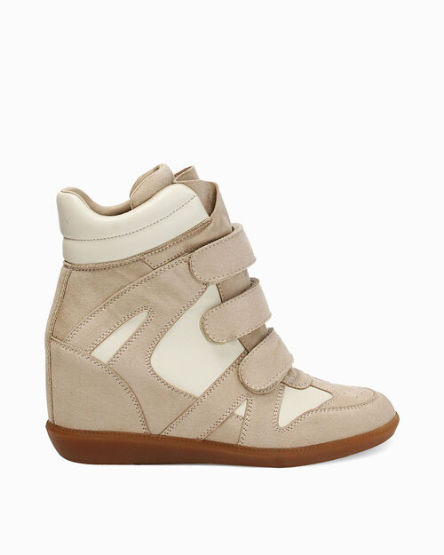 WOMEN SHOES SNEAKERS MICROFIBER BEIG, BEIGE