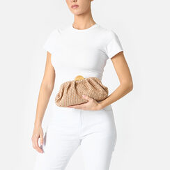 Clutch mujer marrón beige en rafia, Primadonna, 255126345RFMABEUNI, 002a