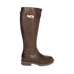 Bottes en cuir brun foncé, 20B813504PEMORO035, 001a