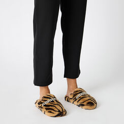 Pantoufles tigre en fourrure synthétique avec semelle en caoutchouc, Primadonna, 264753241FUTIGR035, 002a