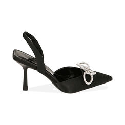 D&eacute;collet&eacute; slingback gioiello nere, tacco 8,5 cm, Primadonna, 212161210RSNERO036, 001 preview