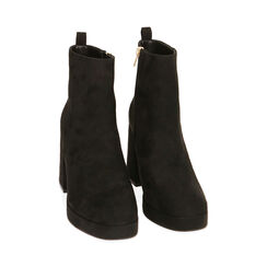 Ankle boots neri in microfibra, tacco 9,5 cm , Primadonna, 204908706MFNERO040, 002 preview