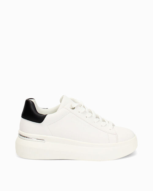 Sneakers bianche tacco 5,5 cm, WHITE