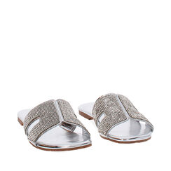 Sandaletto con tomaia laminata in strass color argento, Primadonna, 254933971LPARGE035, 002a