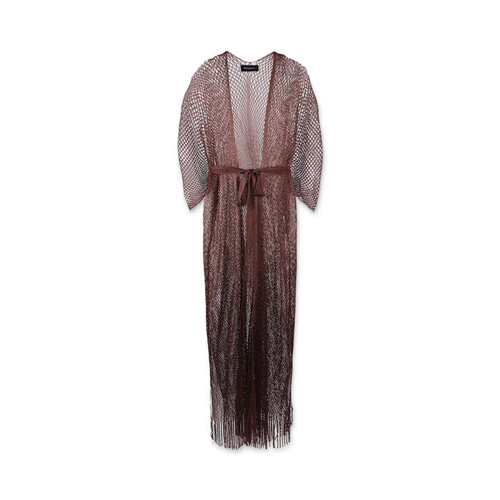 Poncho donna marrone in tessuto con cintura, Primadonna, 25B450102TSMARRUNI