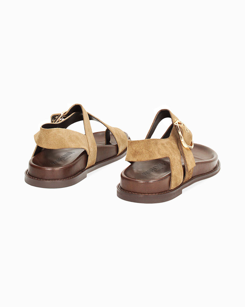 Sandali bassi donna taupe in camoscio image number null