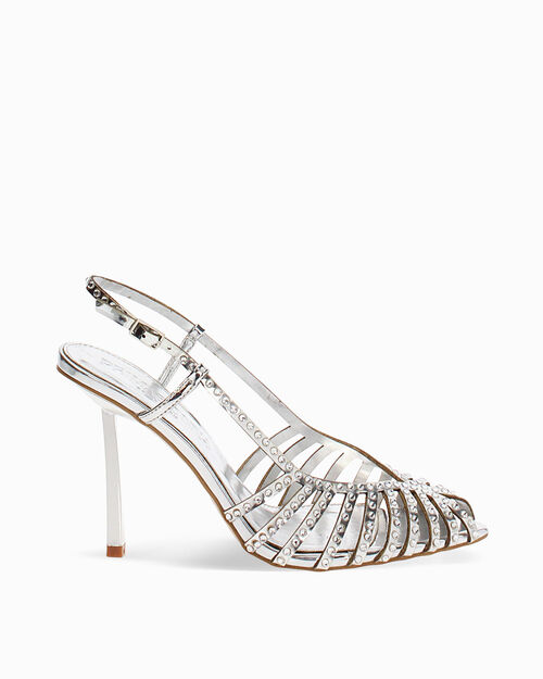 D&eacute;collet&eacute; argento con tacco 9,7 cm