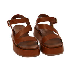 Sandali cognac, zeppa 4 cm, Primadonna, 214926171EPCOGN035, 002 preview