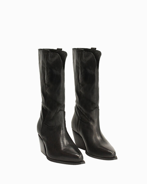 BOTAS DE LLUVIA BOTAS TEXANA PIEL LAVADA, BLACK